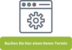Darstellung eines Menüs als Symbolbild für eine Software-Demonstration mit Link zum Anmeldeformular